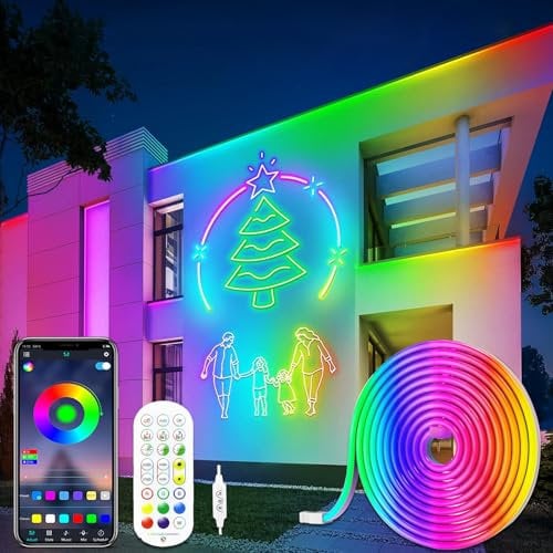 DTQJ Led Rope Light, 5M Neon Light,Led Lights for Bedroom, Colour Changing Music Synchronised Rope Lights, Flexible LED Decoration for Bedroom,Living Room, Wall Gaming, Christmas