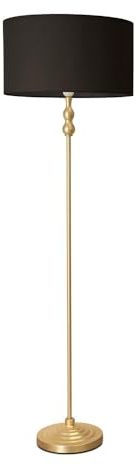 ValueLights | Gold Metal Candlestick Floor Lamp with Black Fabric Drum Shade Living Room Light | Floor Lamps, Home Décor & Improvement Essential