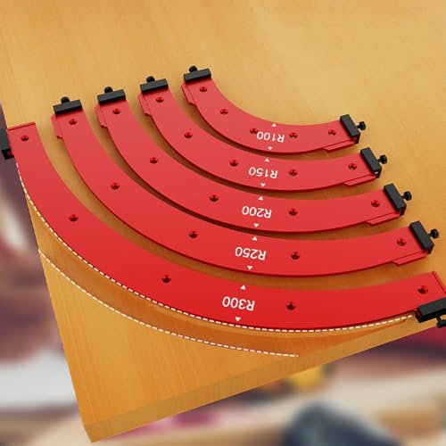 Runde Eckradius Schablonen, Holzbearbeitungseckenführungs Set, R100, R150, R200, R250, R300, Kurvenführung, Schrankkantenschneiden, Aluminiumfräse, Eckschablone