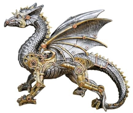 F Fityle Mechanische Statue, Kunstharz, Schreibtisch-Skulptur, kreative Heimdekoration, Tierstatue, Industriedesign für die Tisch-/Eingangsdekoration, Fliegender Drache