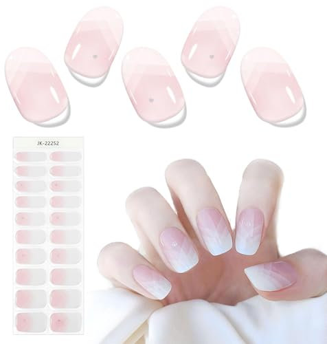Nagelfolien - 20 Jelly French Ombre Nagelfolie Selbstklebend | UV Gel Nagelfolie | Gel Nail Stickers, Gellack Wraps für Nagel - Langlebig und Wasserfest