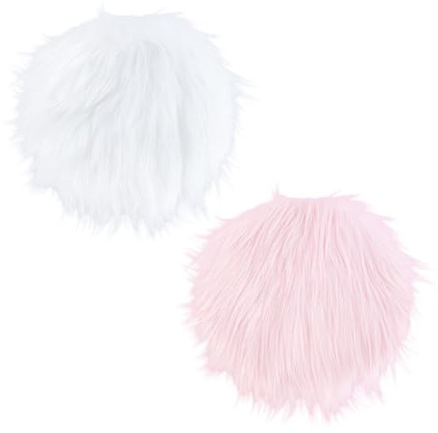 GORGECRAFT 2 Stück 2 Farben Kleiner Runder Schaffell Teppich Aus Kunstfell 30cm Rosa/Weiß Kleiner Flauschiger Teppich Pelziger Spind Teppich Kissen Zum Fotografieren von Schmuckhintergründen Schlafzi