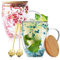 PORFOYO Fiori Secchi Taza Veto,Set Di 2 350ML Tazza Doppio Veto Con Cucchiaio,Coperchio,Tazza Vetro A Doppia Parete,Vetro Bicchierini Caffè,Tazze Fiori Secchi Per Caffè,Tè,Latte