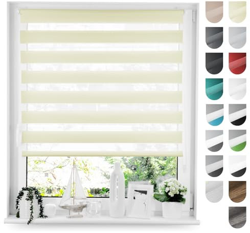 Tom'Shop Tom'Shop® Doppelrollo DuoRollo (Creme 50cm x 130cm) Duo Rollos für Fenster Klemmfix ohne Bohren mit Klämmträger Fensterabdeckung Fensterrollo leichte Montage