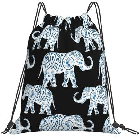 OKFSTY Rucksack mit Elefanten-Kordelzug, für den täglichen Gebrauch, weiß, One size