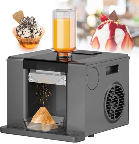 Tritaghiaccio Professionale A Forma Di Fiocco Di Neve - Macchina Automatica Per Granite Con Mandrino In Acciaio Inossidabile, Serbatoio Rimovibile Da 750 Ml + Vassoio Di Raccolta,Black