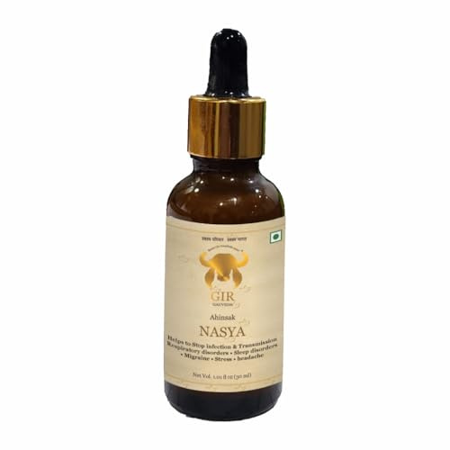 Gir Nasya 30 ml – Gouttes nasales ayurvédiques avec ghee de vache gir vieilli | Soutient l'immunité, le sommeil | Panchgavya Nasya pour le rhume, le ronflement, le soulagement des maux de tête