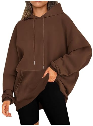 KOG Hoodie Damen Warme Hoodies Einfarbige Kapuzenpullover Winter Bekleidung Teenager Mädchen Sweatshirt mit Kapuze Vintage Oberteil Mode Frauen Warm Einfarbig Locker Hoody Retro Pullover