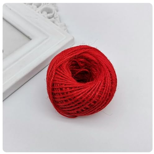 AMateschitz Bunte Jute-Schnur 2 mm Farbige Bastelschnur 50m Natürliche Juteschnur Weihnachten Deko Kord Deko Paketschnur Jute Dekokordel Hanfseil Natur für DIY-Handwerk Bastelarbeiten Rot