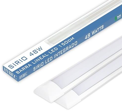 CLAR - Pantalla LED 150 cm, Luminaria LED 150 cm Techo, Regleta, Luz Cocina Techo, Luz Fría 6000ºK 48W (Pack 2)