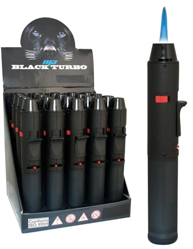 Turbo Blue Laserflamme Jet Feuerzeug, Black, 3 Stück, Nachfüllbar, Windfest
