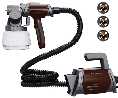 Tilswall Pistola Pintura, Pulverizador de Pintura HVLP 800W, 4 Boquillas y 3 Patrones, Contenedor de Pintura con Recarga Lateral, 120 DIN-s Pistola de Pintura, para Vallas, Jardín y Muebles