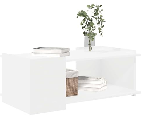 vidaXL Couchtisch Weiß 90 x 50 x 33 cm Holzwerkstoff, Stylischer Couchtisch, modernes Wohnzimmer-Design, flexibel, pflegeleicht, viel Stauraum