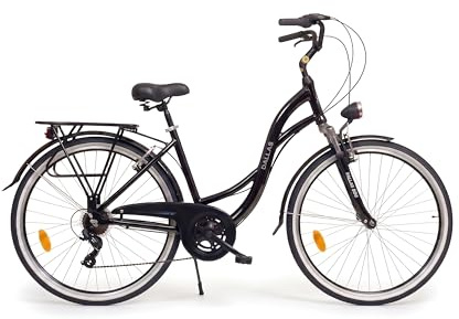 Dallas Bike Fahrrad 28 Zoll - Cityrad Damen Herren - 7-Gang-Shimano-Schaltung - Aluminiumrahmen 19 Zoll und Federgabel für Alltag