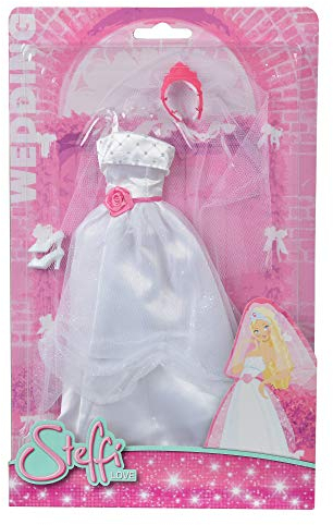Simba 105721167 - Steffi Love Hochzeitskleid, weiß, 2-Fach Sortiert, Es Wird nur EIN Artikel geliefert, Für alle 29cm Ankleidepuppen, ohne Puppe