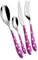 Bugatti Servizio Posate Completo 24 Pezzi Pois Acciaio Inox 18/10 Fucsia