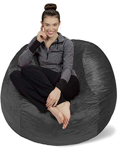 Sofa Sack XL-Das Neue Komforterlebnis -Sitzsack mit Memory Schaumstoff Füllung-Ideal zum Relaxen im Wohnzimmer oder Kinderzimmer-Samtig weicher Velour Bezug in Stahlgrau