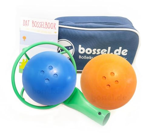 Carls Boßelset Boßelkugeln 2 Stück, Kraber und Tasche (gelb/rot)