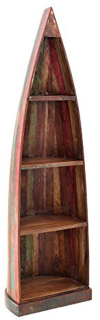 invicta INTERIOR Massives Bootsregal Jakarta 190cm bunt Mangoholz aus recycelten Fischerbooten Bücherregal