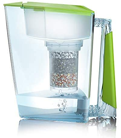 NEU: Wasserfilter Premium Bio Made in Germany inkl. 1 Trinkwasserkanne +1 Filterkatusche und Filterpad (für 3 Monate) - Grün, Trinkwasserfilter + Filterkanne