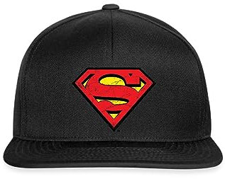 Spreadshirt DC Comics Superman Logo Used Look Snapback Cap, One Size, Schwarz/Schwarz