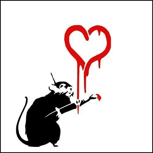 Banksy Ratte Schablone/Ratte Malen Herz / A4 Blatt Größe (Design 17x22cm) / Wohndeko Kunst Malen Schablone