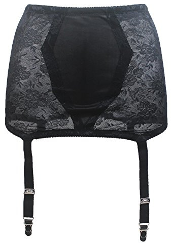 TVRtyle S503 Strumpfband für Damen, Vintage-Stil, hohe Taille, 4 Riemen, Metallschnallen, sexy Strumpfband für Strümpfe, Schwarz , 38