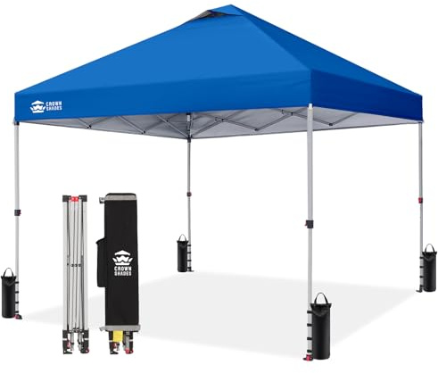 Ombreggiatura di corone brevettate 10ft x 10ft Outdoor Pop up portatile Tenda pieghevole istantanea con borsa per il trasporto blu