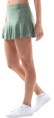 Sportkind Mädchen & Damen glockiger Tennis, Hockey, Sport Skort, Rock mit Innenhose, atmungsaktiv, UV-Schutz, olivgrün, Gr. 116