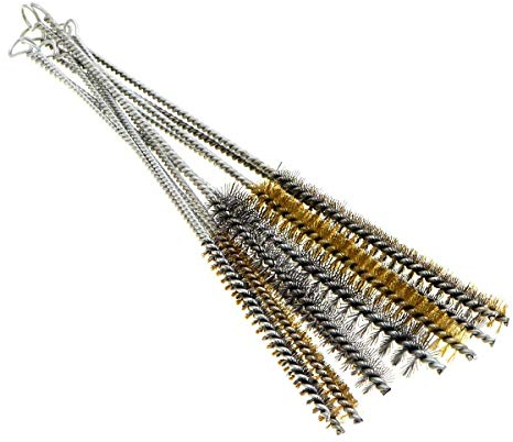 YXQ 12Pcs Tube Brush Kit Stainless Steel/Brass Wire Bottle Long-Handle Bristle Cleaning, 12 inch X 6mm/8mm/10mm/12mm/15mm/20mm