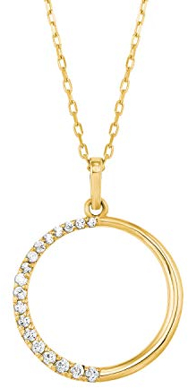 Amor Kette mit Anhänger Damen Sets, mit Zirkonia synth., 42 cm, Gold, Kommt in Schmuck Geschenk Box, 2019928
