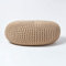 Homescapes Pouf Strickpouf rundes Bodenkissen, Sitzpouf 70 x 23 cm, gepolsterter Sitzhocker, Sitzpuff/Puff mit grob gestricktem Bezug aus 100% Baumwolle, Strickpuff, beige/cremeweiß