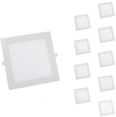 Silamp Downlight LED-Platte, extra flach, quadratisch, Weiß, 24 W, 10 Stück – Lichtfarbe: Kaltweiß 6000 K – 8000 K