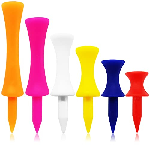 Golf Tees Kunststoff Golftees Tee Set für Driver Wert 60 100 Stück Wiederverwendbar Plastik Kurz Lang Blau Rot Rosa Orange Weiß Multi Farbe 32 39 51 58 70 mm für Golfer (Multi Farbe, 100 Stück)