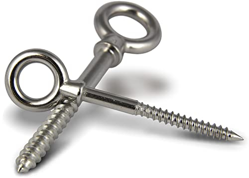 PROTECH 2 Stück Augbolzen mit Holzgewinde 10x100 Edelstahl A4 V4A Rostfrei Ringschraube Ringbolzen Augenschraube