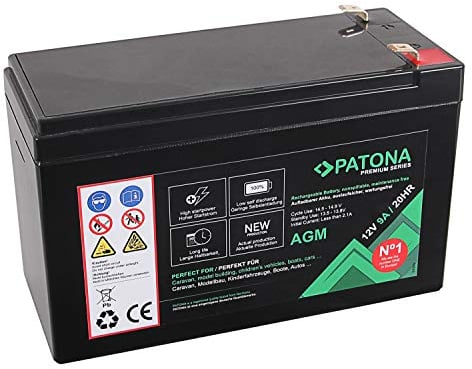 PATONA Premium AGM Batteria al Piombo 12V 9Ah | oltre 1800 Cicli di carica | a Prova di perdite, senza Manutenzione, a bassa Autoscarica | Design a Prova di Vibrazioni | 150x64x95mm 2,4kg