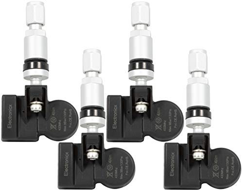 Electronicx 4x RDKS TPMS Reifendrucksensor Reifendruckkontrollsystem Metallventil Silber passend kompatibel mit Town & Country Caravan RT Challenger