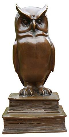 Antike Fundgrube Eule aus Bronze, Weiser Uhu, Bronzeskulptur (2113) | Hochwertige Bronze (handpatiniert)