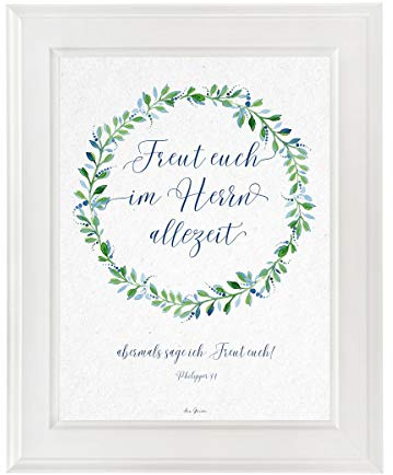 Aus Gnade Christliche Poster · Bibelvers: Freut euch im Herrn · Deko · Wandgestaltung · ohne Rahmen · A3 · christliche Geschenke · Deutsch