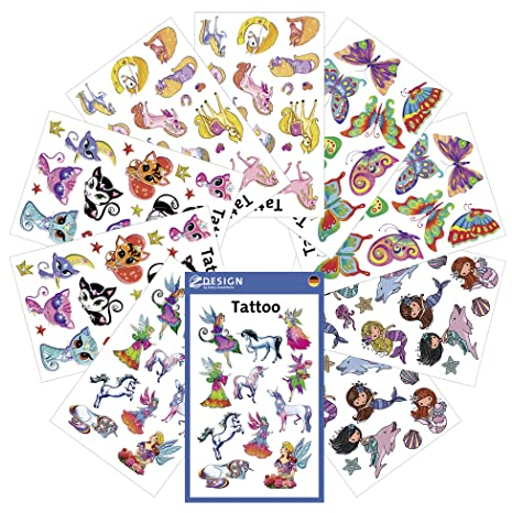 AVERY Zweckform 134 Tattoos für Mädchen Made in Germany, dermatologisch getestet (Tattoo Set Kinder, temporär, wasserfest, Klebetattoos, Kindergeburtstag, Mitgebsel, Mitbringsel, Gastgeschenk) 59996