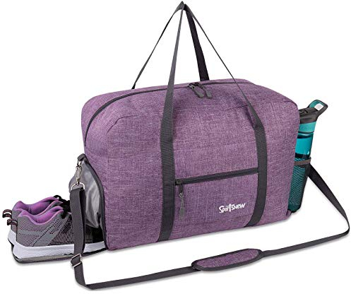 Sportsnew Sporttasche mit Schuhfach & Nassfach Reisetasche Damen Trainingstasche Herren Gym Tasche Fitnesstasche Weekender Bag, Lila 35L