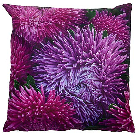 zeitzone Outdoor Kissen Chrysantheme Lila Gartenkissen Blume Wasserabweisend 40x40cm