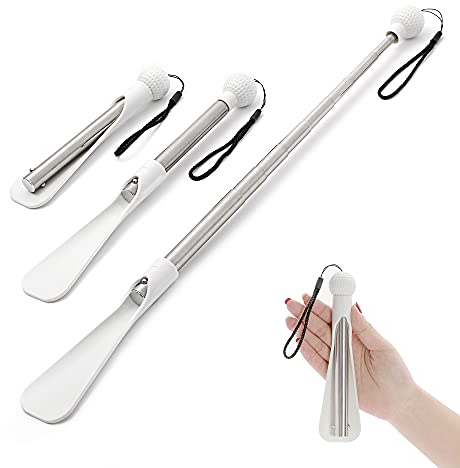 Chausse-pied rétractable extra long de 91,9 cm — Mini chausse-pied blanc réglable avec poignée confortable