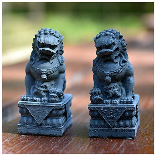 QMZDXH EIN Paar Fu FOO-Hunde Statue, Feng Shui Fu Dog Dekoration, Chinesisches Traditionelles Glücksverheißendes Zement Guardian Wehren Schlechte Energie