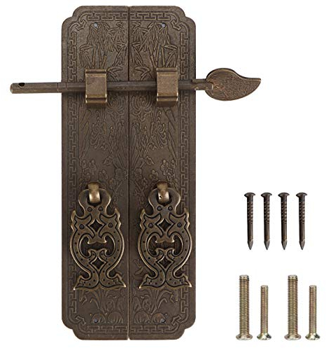 Nivvity Fermoir Boite en Bois, Kit de poignées de Porte rétro Style Chinois Antique Cuivre Poignée de Traction de Porte Accessoires de Porte pour Meubles Accessoires de Porte adaptés