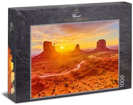 Ulmer Puzzleschmiede - Puzzle „Monument Valley“ - Klassisches 1000 Teile Landscape-Puzzle, Made in Germany – Puzzlemotiv der berühmten Wild-West-Landschaft in den USA