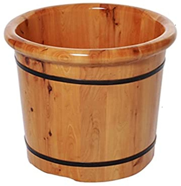 BERTY·PUYI Haushaltsfuß-Badewanne, Massivholz-Fußwanne Mit Deckel Massagegerät, Pediküre-Wanne Holzfußwaschbecken, Spa-Massagefässer, Fußtränkeimer Mit Deckel-B