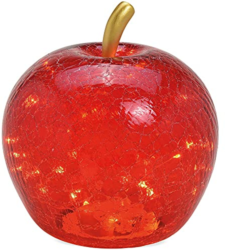 matches21 Apfel mit 30er LED Lichtern & Timer Deko Glasapfel Dekofigur Dekolicht Wohndeko rot 1 STK Ø 22 cm