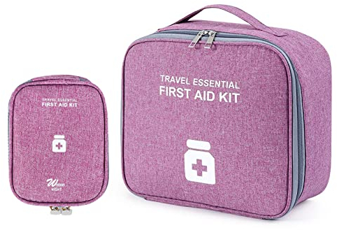 Medikamententasche, 2 Stück Großvolumige Notfalltasche , Große und Kleine Reiseapotheke Tasche, Tragbar, Wasserdicht, Medikamenten Aufbewahrung, Kann für Schule, Reisen, Zuhause, Camping usw (Lila)