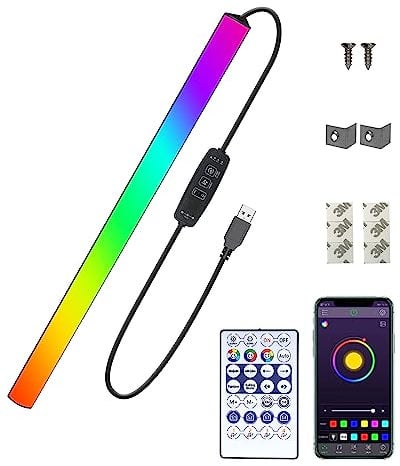 Bonlux Under Monitor Light Bar, RGB Light Bar, Gaming TV LED Light with Remote Control,USB Port, 353 Dymnamic Color, 4 Music Type with Neon Light Effect, Keyboard Ambient Light for Gaming Setup